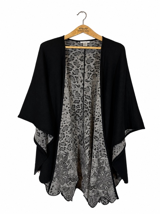 Alberto Makali Sweaters - Vtg Alberto Makali Y2K Wool Mixed Animal Print Open Cardigan Wrap S/M Mob Wife